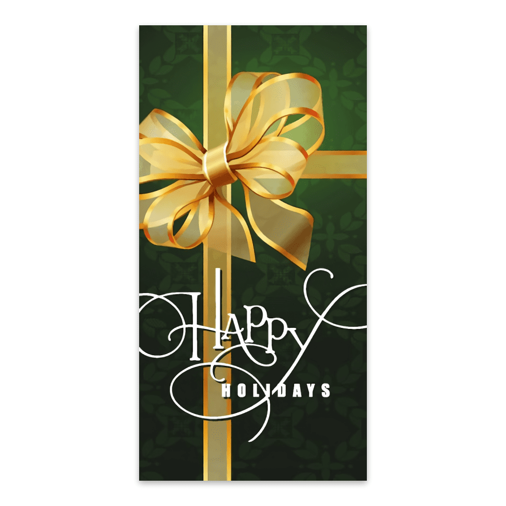 Happy Holidays Gold Bow