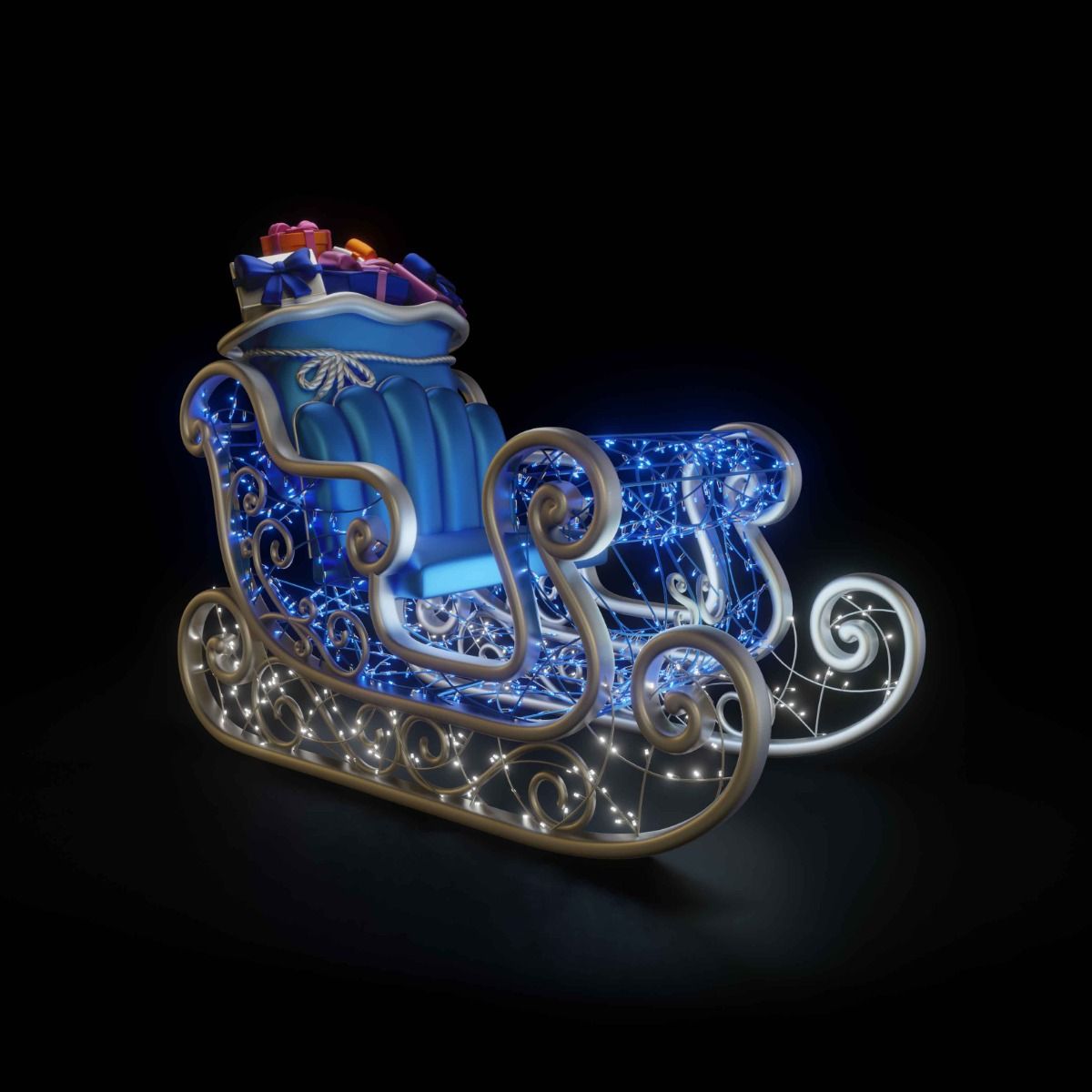 Santa Sleigh BLUE- Resin / Aluminum Lights