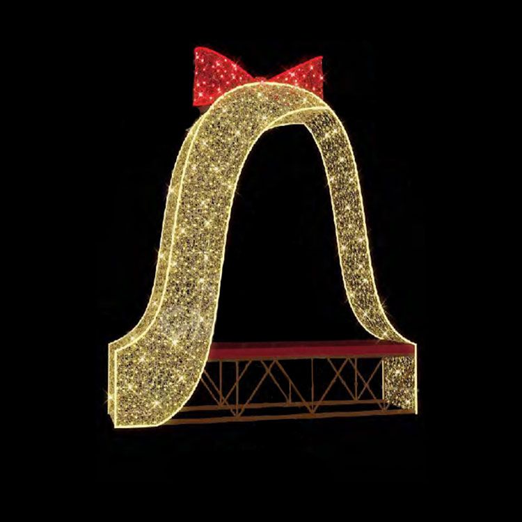 6.8' 3D Swirl w/Christmas Bow Sitting Bench - Photo