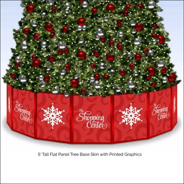 Tree Drum - 4 ft. Tall Flat Panel Tree Base with Printed Graphics and Illuminated Snowflake