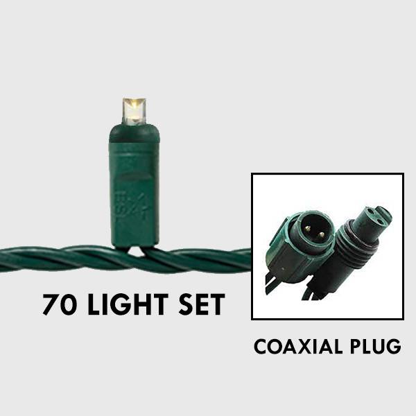 5mm LED - Warm White, 70L Green Wire - Coaxial Plug