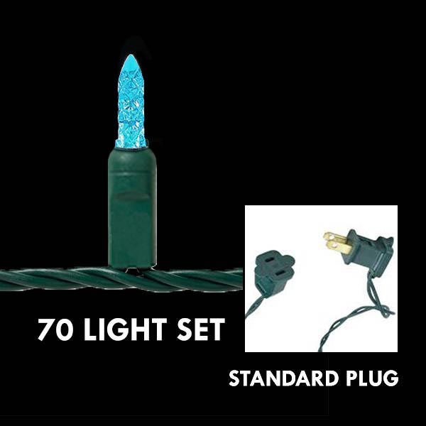 M5 Aqua, 70L - Green Wire 4 in. spacing - LED Mini Lights