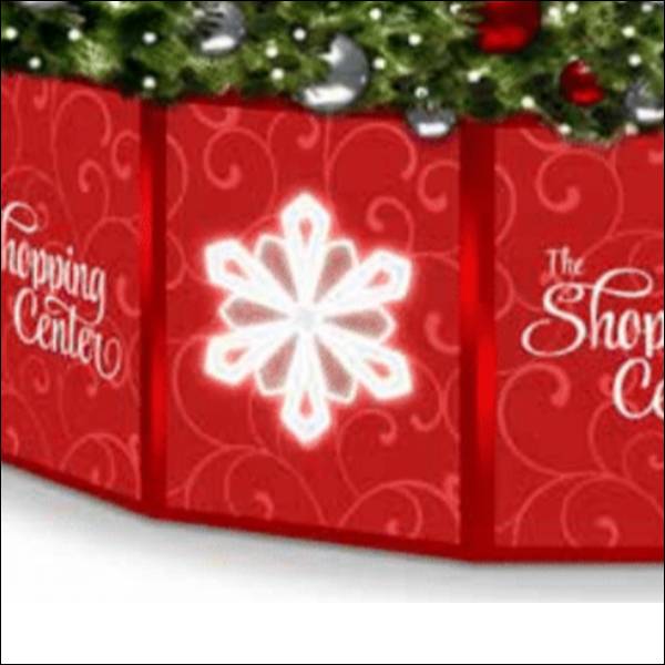 Tree Drum - 4 ft. Tall Flat Panel Tree Base with Printed Graphics and Illuminated Snowflake - Image 2