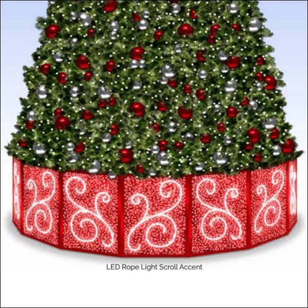 Tree Drum - 4' ft. Tall Flat Panel Tree Base Skin with PVC Mesh Lighting and Rope Light Accent