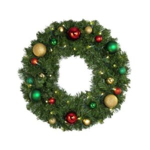 84" Decorated Wreath - Colors of the Holiday - LED - No Bow