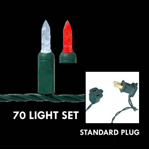M5 Mixed Red & Pure White, 70L - Green Wire 4 in. spacing - LED Mini Lights
