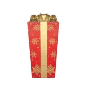 Lit Fiberglass Gift Box with Snowflake Design - RED