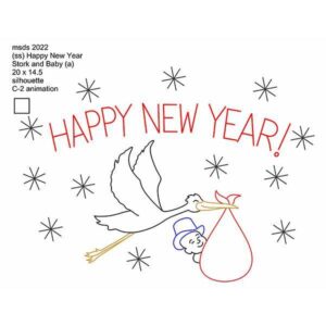 New Year's Stork - Silhouette
