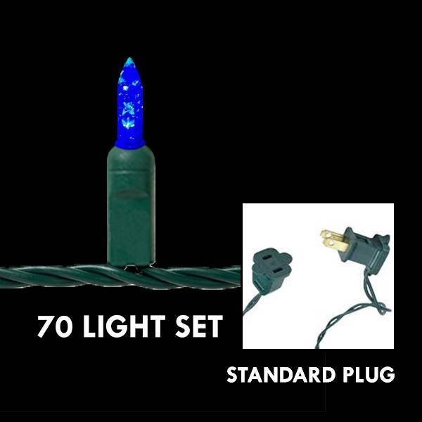 M5 Blue, 70L - Green Wire 4 in. spacing - LED Mini Lights