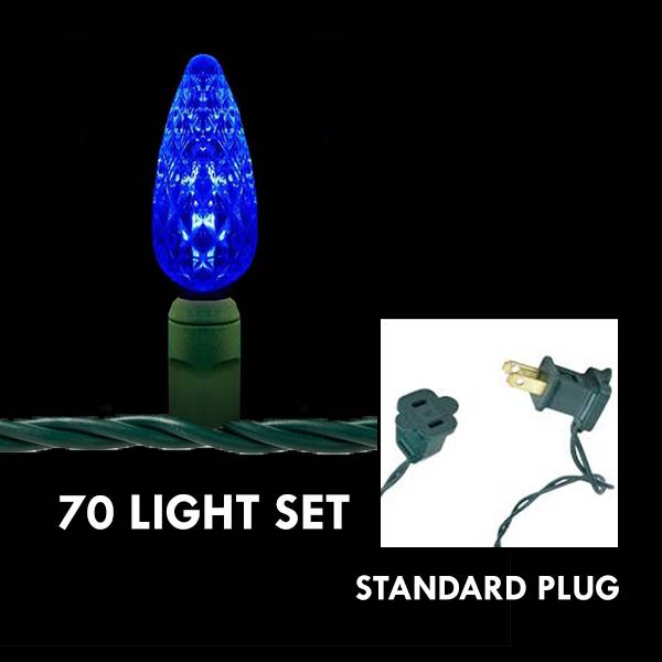 C6 Blue, 70L - Green Wire - Mini Lights