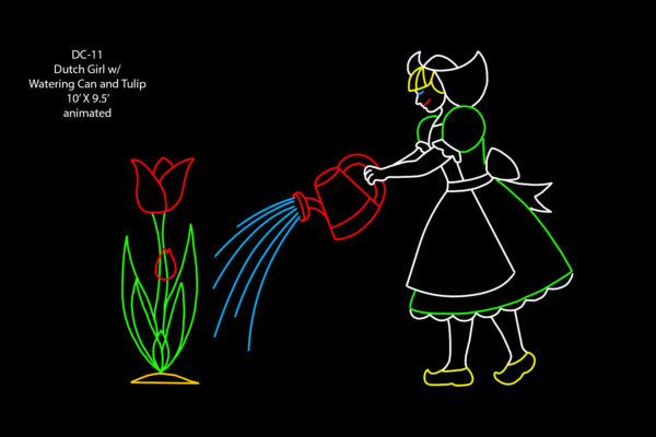 DUTCH GIRL W/ WATERING CAN & TULIP (animated)