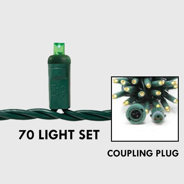 5mm LED - Green, 70L Green Wire - Coupling Plug