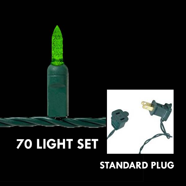 M5 Green, 70L - Green Wire 4 in. spacing - LED Mini Lights