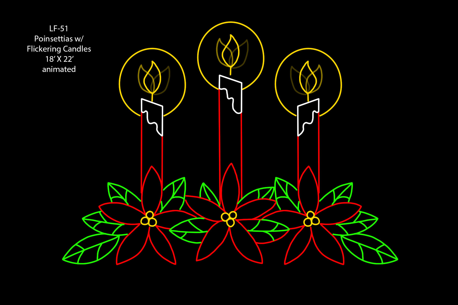 POINSETTIAS W/FLICKERING CANDLES (animated)