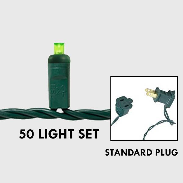 5mm LED - Lime, 50L Green Wire - 6in. Spacing - Standard Plug