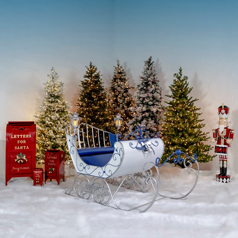 Victorian Christmas Sleigh - White, Blue & Silver
