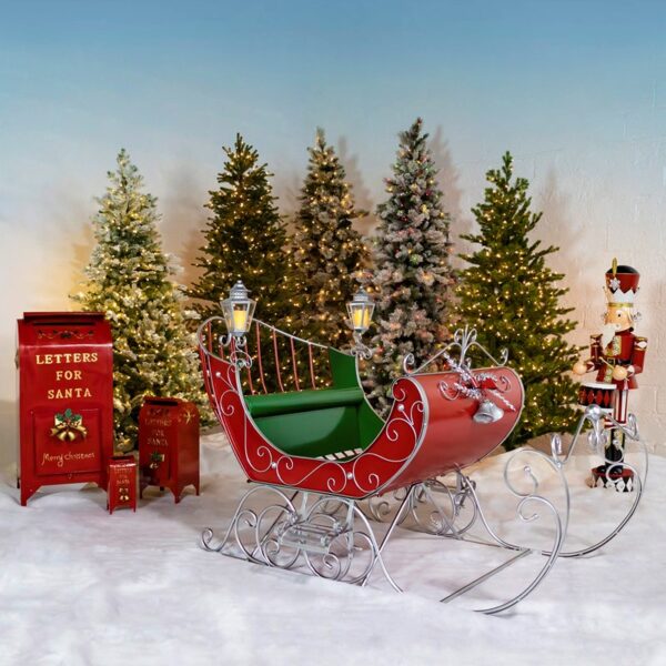 Victorian Christmas Sleigh - Red, Green & Silver