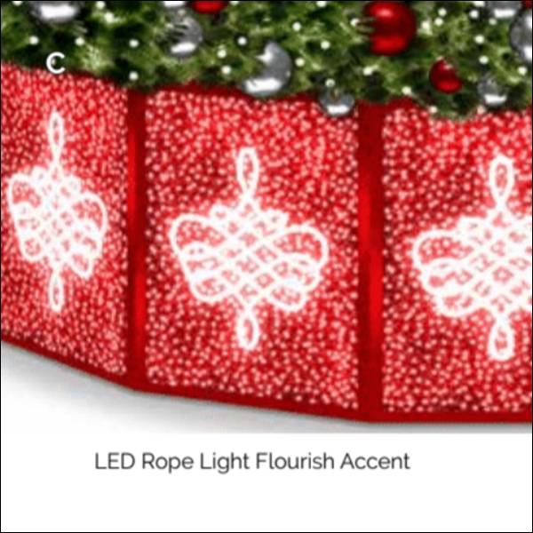 Tree Drum - 4' ft. Tall Flat Panel Tree Base Skin with PVC Mesh Lighting and LED Rope Light Flourish Accent