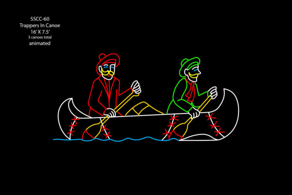 TRAPPERS IN CANOE (total of 3 canoes) (animated)
