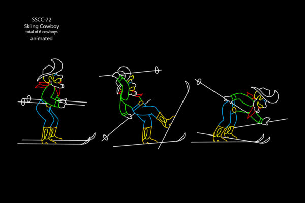 SKIING COWBOY (total of 6 cowboys) (animated)