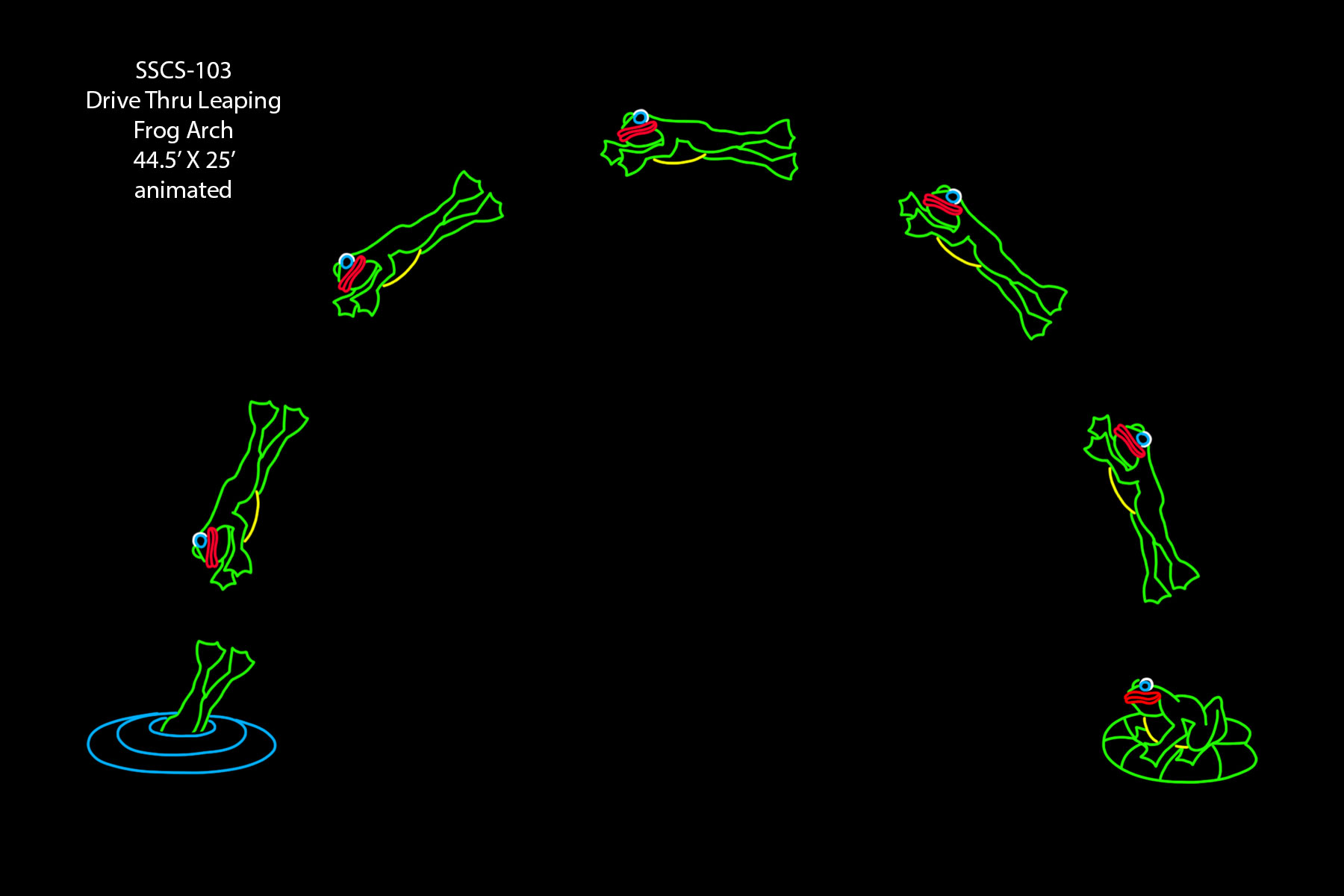 DRIVE-THRU LEAPING FROG ARCH (animated)