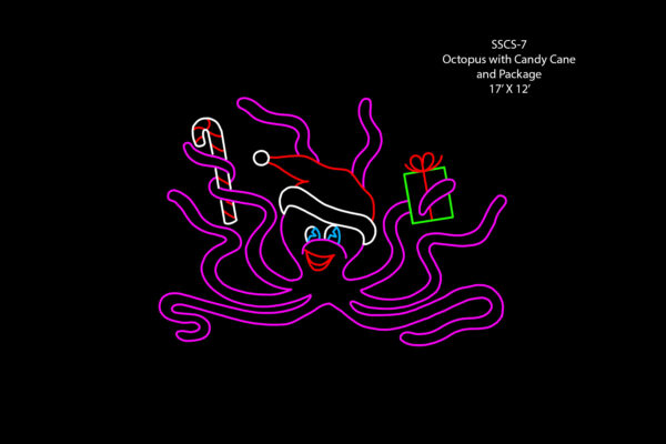 OCTOPUS with CANDY CANE & PACKAGE