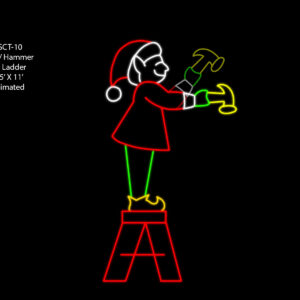 ELF W/ HAMMER ON LADDER (animated)