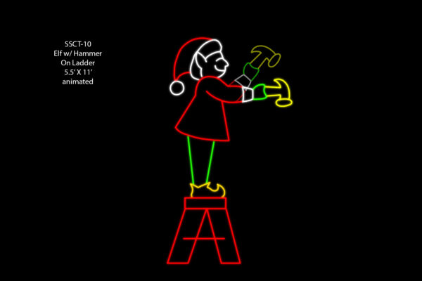 ELF W/ HAMMER ON LADDER (animated)