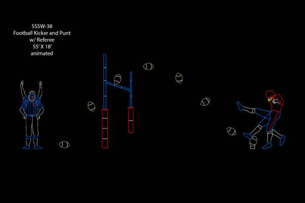 FOOTBALL KICKER AND PUNT w/Referee (animated)