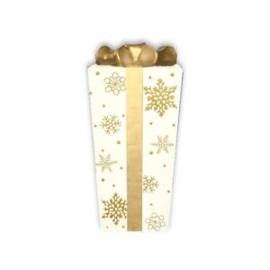 Lit Fiberglass Gift Box with Snowflake Design - WHITE