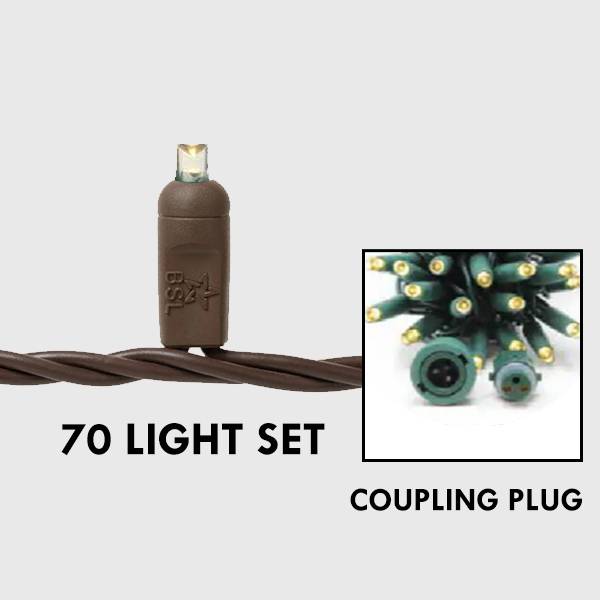 5mm LED - Warm White, 70L Brown Wire - Coupling Plug
