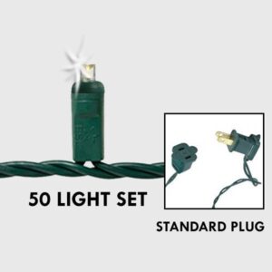 5mm LED - Warm White w/ Twinkle, 50L Green Wire - 6in. Spacing - Standard Plug