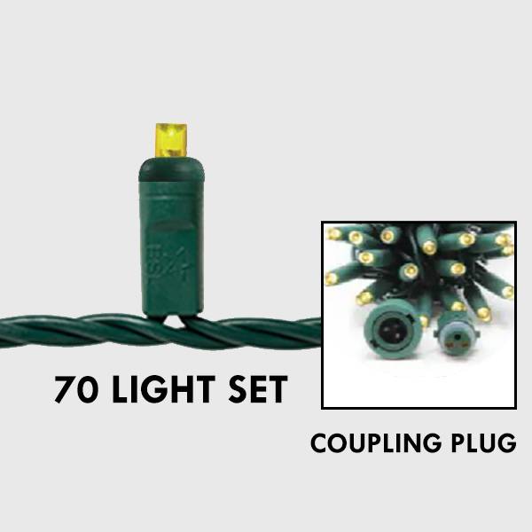 5mm LED - Yellow, 70L Green Wire - Coupling Plug
